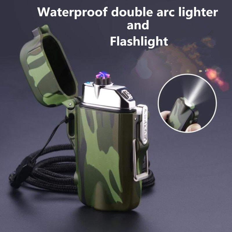 Dual Arc Lighter with Flashlight
